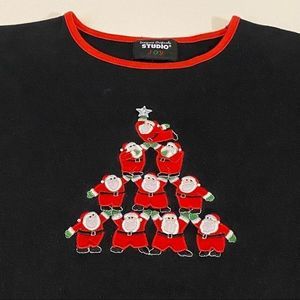 Long Sleeve Christmas Santa Clause Embroidered